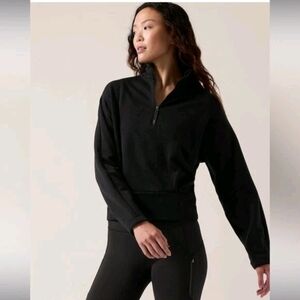 Athleta Altitude Polartec Women's Black Quarter-Zip Sweatshirt Size S